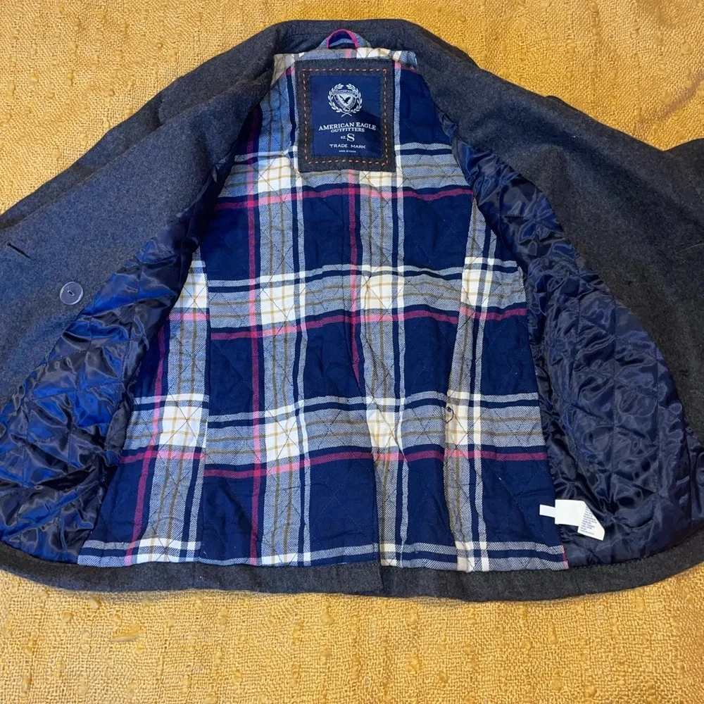 Charcoal Grey Wool Blend American Eagle Peacoat - Picture 6 of 11